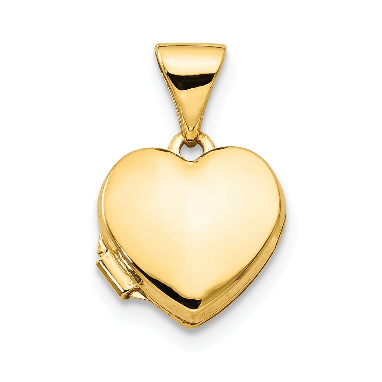 14K Gold Plain Heart Locket Photo Pendant Jewelry 14.9mm x 10.5mm